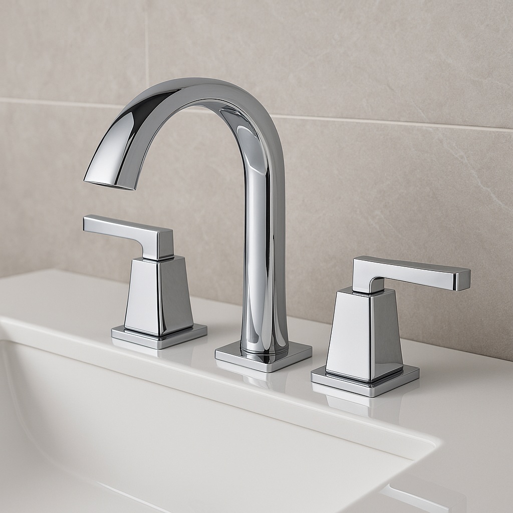 Fontana Larissa chrome 8 inch widespread bathroom faucet 3 piece set